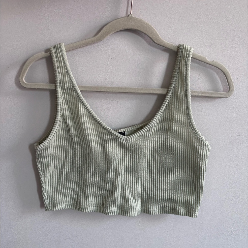 Light Green Ribbed Crop Top